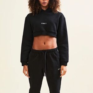 Women's Black Cropped Hoodie